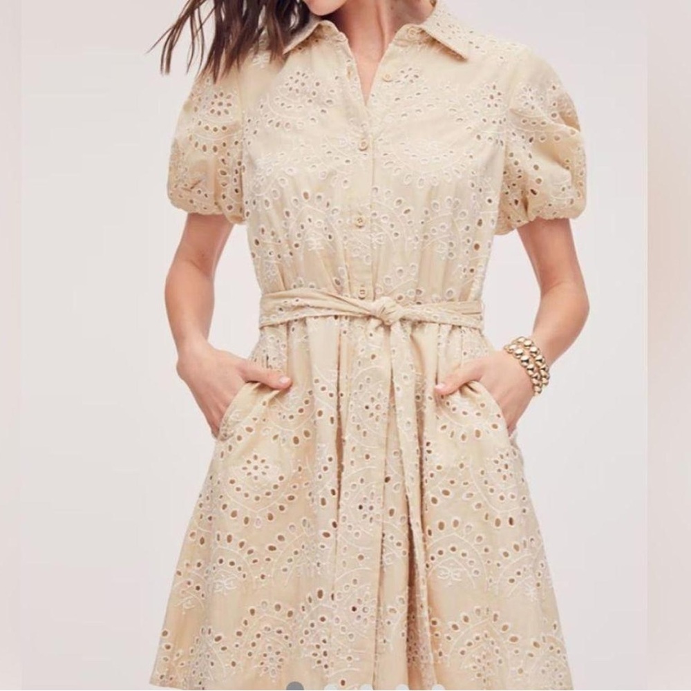 Sam Edelman Beige Eyelet Mini Dress